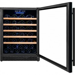 Vinoteca LeCellier LC53BUF para 53 botellas. Puerta abierta.